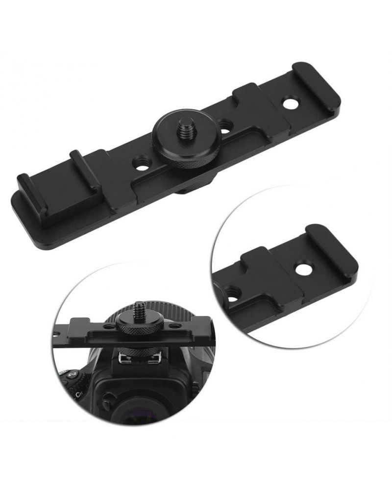Camera Dual Hot Shoe Extension Bar Mount Bracket photographic Accessory